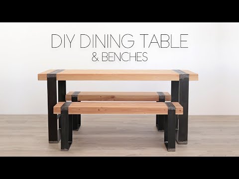 DIY Modern Dining Table w/ Matching Benches | Modern Builds