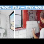 EP. 3: THE BATHROOM | DIY SCHOOL BUS TINY HOUSE CONVERSION | MODERN BUILDS