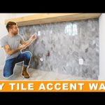 HOW TO INSTALL CHEVRON BACKSPLASH | LAUNDRY ROOM TILE ACCENT WALL.