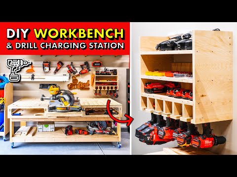 GARAGE SHOP STORAGE! 🛠 DIY 2×4 Workbench Base & Drill Charging Station