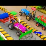 Diy tractor making mini bulldozer to building concrete road | Tractor Stuck in Deep | @Farmmodel