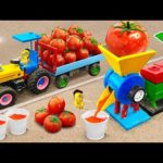 Diy tractor making mini Tomatoes Juice Machine | diy Tank Tractor Transporting Juice | HP Mini