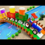 Diy tractor making mini Rainbow Concrete Bridge | rescue diy Tractor transporting gasoline | HP Mini