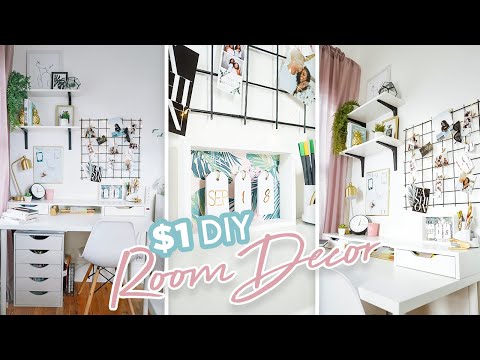 $1 DIY OFFICE DECOR + BEAUTY ROOM | EASY DOLLAR TREE DIY