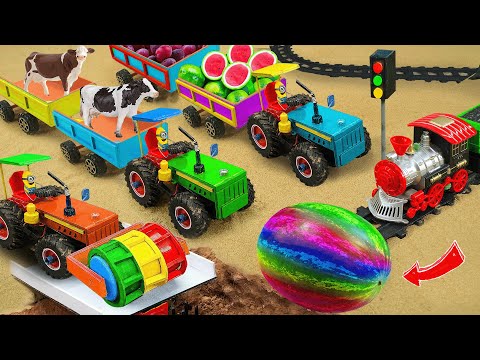 Diy tractor making bulldozer repair train railway | make roads to help farmers | DIY concrete mixer