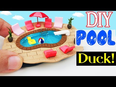 HOW TO MAKE MINIATURE Swimming Pool SUMMER diy craft polymer clay epoxy resin tutorial