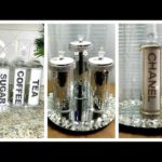 $2 Glam  DIY Dollar Tree Kitchen Canisters | Makeup Brush Holder | Glam Decor | Elegant Decor