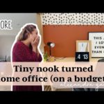 DIY Tiny Nook Turned Home Office Makeover | How to DIY a desk on a budget!