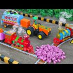 Diy tractor making bulldozer repair train railway | diy tractor is stuck in the mud 2