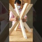 Woodworking Folding Circle Table and Folding 4 Legs #shorts #diy #woodworker #wood #craft