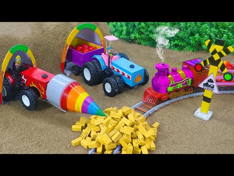 Diy tractor making bulldozer repair train railway | diy tractor is stuck in the mud