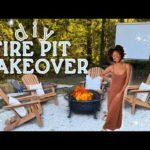 DIY FIRE PIT MAKEOVER| Backyard Transformation, New Outdoor Furniture & Lighting + Fall Party!