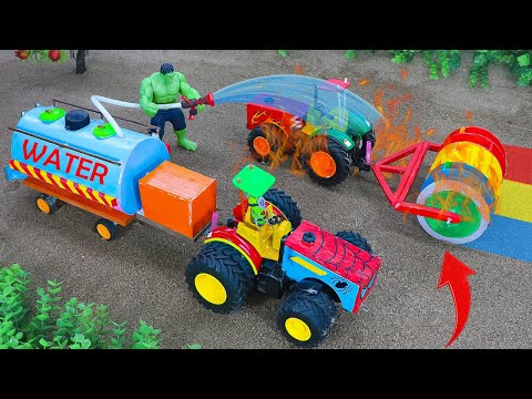 Diy tractor making bulldozer repair train railway | diy tractor is stuck in the mud