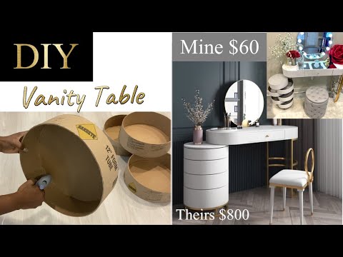 HOLLYWOOD DIY VANITY TABLE| AMAZING CARDBOARD TRANSFORMATION! SMALL SPACE VANITY